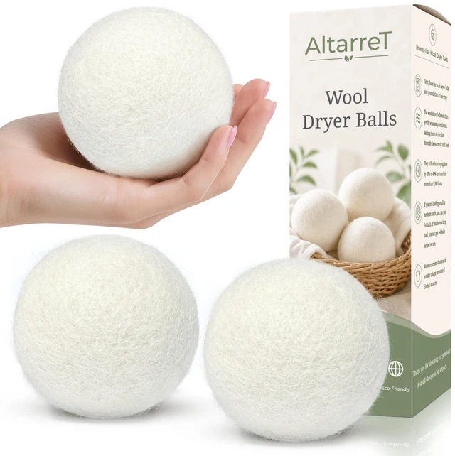 Main image of Wool Dryer Balls Handmade 3 Pack XL, Laundry Dryer Lint Balls, Reusable New Zealand Wool Natural Fabric Softener Essentials, Replace Dryer Sheets, Wrinkles Free, Shorten Drying Time