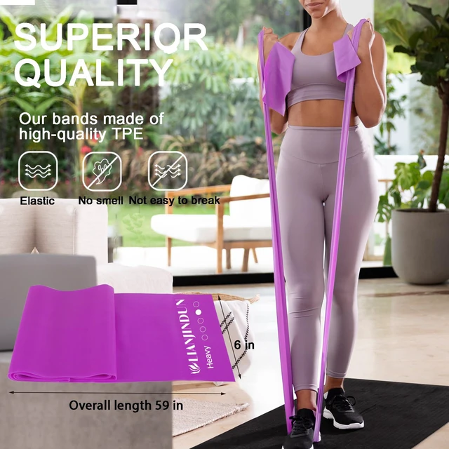 Alt view image 4 of 7 - Resistance Bands for Working Out, Physical Therapy, Exercise, Pilates, Yoga Latex-Free Stretch Bands for Women or Men, Elastic Exercise Bands Set for Stretching, fitness, Rehab, Workout, Gym and Home