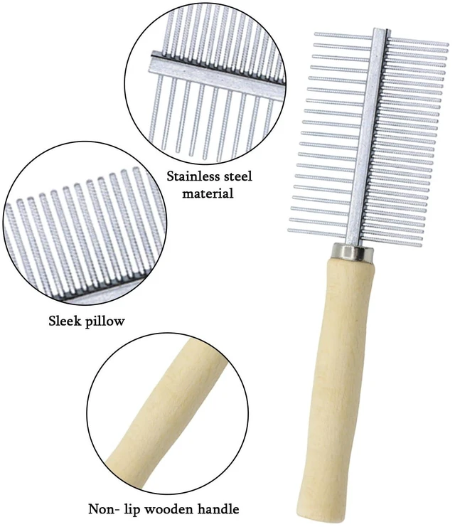 Alt view image 5 of 7 - 3-in-1 Pet Hair Remover & Grooming Kit for Long-Haired Cats and Dogs Includes Double-Sided Metal Comb, Furniture Fur Scraper & 50 Soft Cotton Swabs for Ear and Eye Cleaning