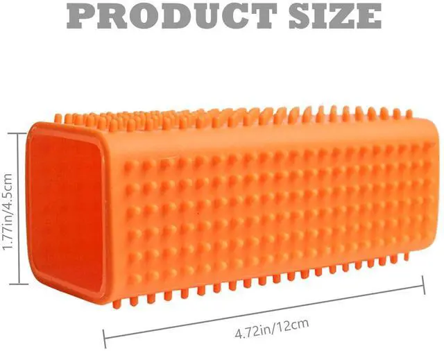 Alt view image 2 of 6 - 2 Pieces Pet Dog Cat Hair Remover, Block Roller Cleaner, Hollow Silicone Cleaner Brush for Sofa, Car Interiors, Furnishings, Carpets, Bedding or Any Fabric (Orange, Blue)