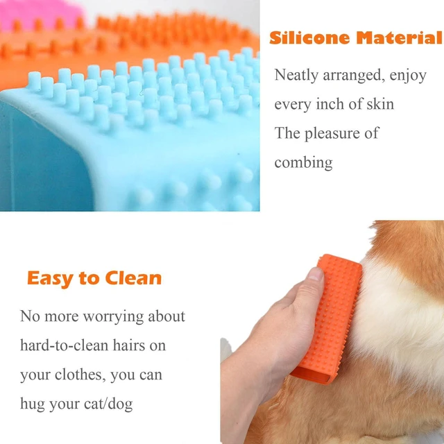 Alt view image 3 of 6 - 2 Pieces Pet Dog Cat Hair Remover, Block Roller Cleaner, Hollow Silicone Cleaner Brush for Sofa, Car Interiors, Furnishings, Carpets, Bedding or Any Fabric (Orange, Blue)
