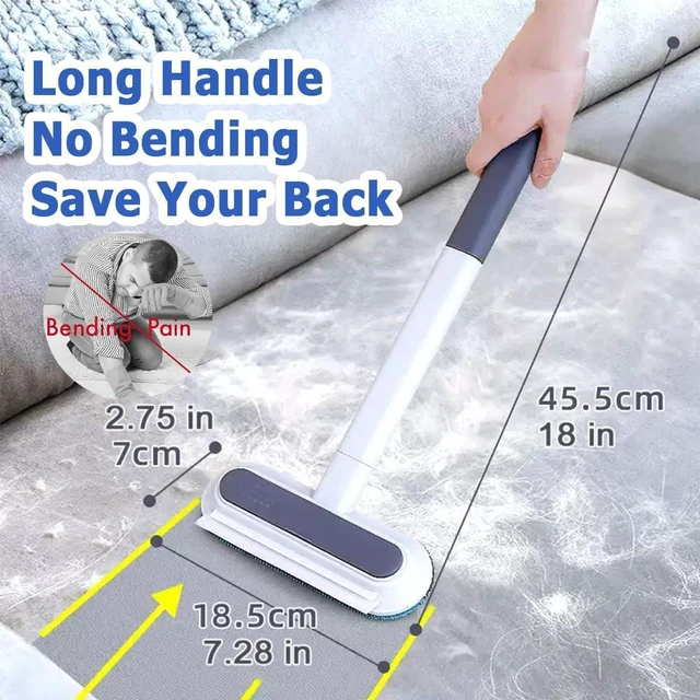 Alt view image 2 of 7 - 4 in 1 Pet Hair Remover, Reusable, Effective Cat and Dog Hair Removal Cleaning Tool with 17-Inch Extra Long Handle Multifunctional Fur Lint Brush for Couch, Furniture, Carpet, Clothes, Bedding