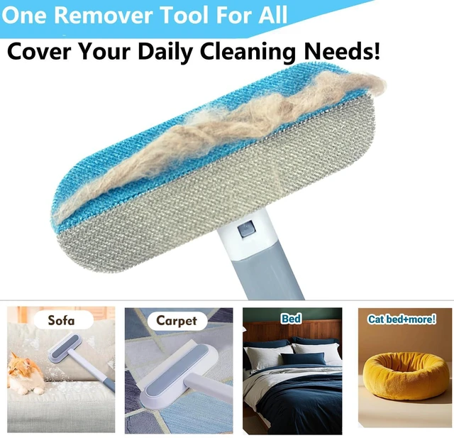 Alt view image 6 of 7 - 4 in 1 Pet Hair Remover, Reusable, Effective Cat and Dog Hair Removal Cleaning Tool with 17-Inch Extra Long Handle Multifunctional Fur Lint Brush for Couch, Furniture, Carpet, Clothes, Bedding