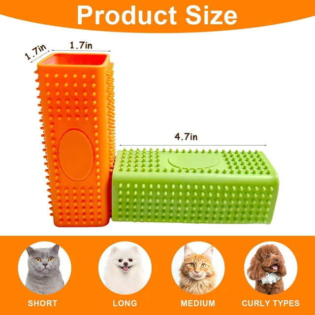 Alt view image 2 of 7 - 2pcs Pet Hair Remover, Dog Cat Block Roller Cleaner, Car Carpet Cleaner Brush for Small Animals, Pet Hair Removal Tool for Interior, Furniture, Sofa, Car Seat (Orange+Green)