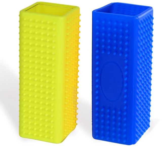 Main image of 2pcs Pet Dog Cat Hair Remover, Pet Hair Removal Tool, Hollow Cleaner Brush for carInterior, Furniture, Sofa (blue and yellow)