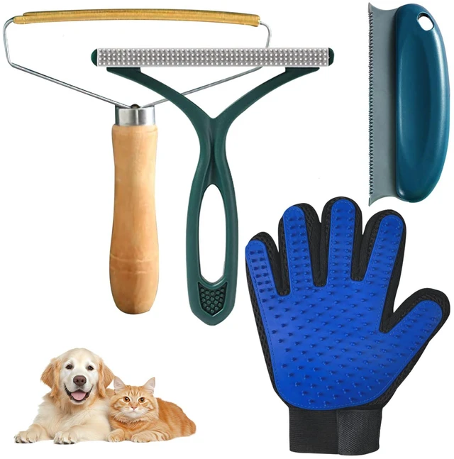 Main image of Pet Hair Remover Tool 4-Pack, Dog Cat Hair Remover with 1PCS Pet Grooming Glove, Lint Shaver Cleaner Pro, Portable Carpet Scraper for Carpets, Clothes, Car Mats, Couch, Pet Bed, Furniture