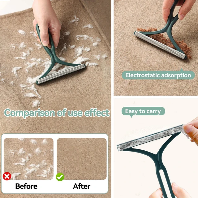 Alt view image 3 of 7 - Pet Hair Remover Tool 4-Pack, Dog Cat Hair Remover with 1PCS Pet Grooming Glove, Lint Shaver Cleaner Pro, Portable Carpet Scraper for Carpets, Clothes, Car Mats, Couch, Pet Bed, Furniture