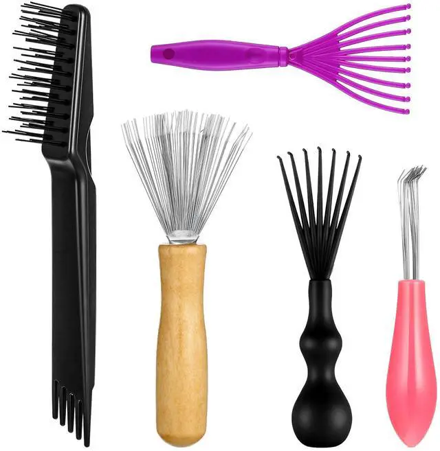 Main image of Comb and Brush Cleaner Tool Set, 5-Piece Comb Cleaner Set - Hair Brush Cleaner Rake, Comb Cleaning Brush, Maintenance Hair Comb for Home and Salon Use Removing Hair Dust