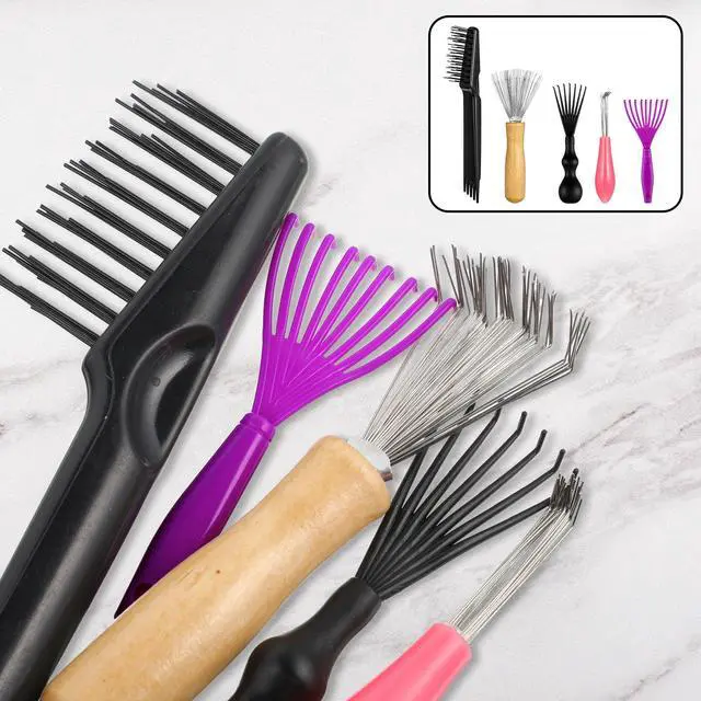 Alt view image 6 of 7 - Comb and Brush Cleaner Tool Set, 5-Piece Comb Cleaner Set - Hair Brush Cleaner Rake, Comb Cleaning Brush, Maintenance Hair Comb for Home and Salon Use Removing Hair Dust