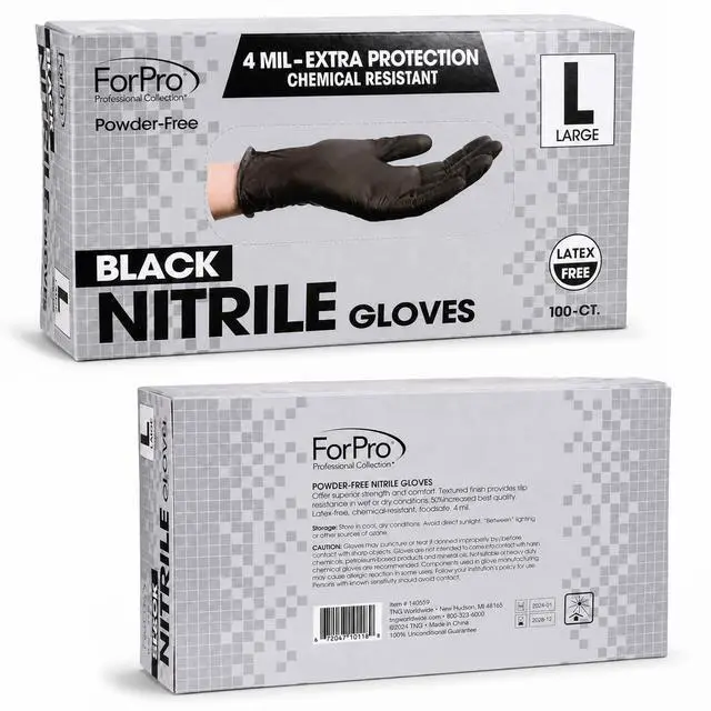 Alt view image 2 of 7 - Disposable Nitrile Gloves, 4 Mil, Powder & Latex-Free, Food Safe | Chemical Resistant, Multi-Purpose Gloves | Textured Finish for Extra Protection, Non-Sterile, Ambidextrous