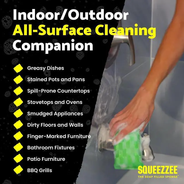 Alt view image 3 of 7 - Scrubber Sponges 2-Pack - Non Scratch Scrubbing Sponge with Built-in Dishwashing Liquid Dish Soap, Double Sided Kitchen Cleaning Scrubbers, Up to 300 Washes Per Sponge