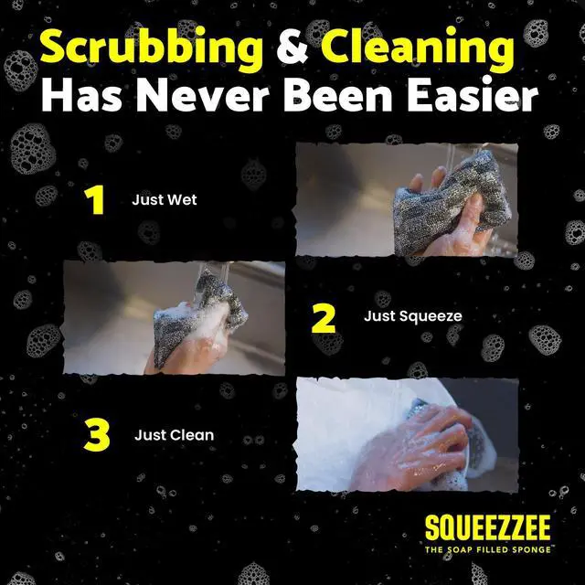 Alt view image 6 of 7 - Scrubber Sponges 2-Pack - Non Scratch Scrubbing Sponge with Built-in Dishwashing Liquid Dish Soap, Double Sided Kitchen Cleaning Scrubbers, Up to 300 Washes Per Sponge