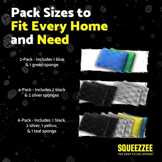 Alt view image 7 of 7 - Scrubber Sponges 2-Pack - Non Scratch Scrubbing Sponge with Built-in Dishwashing Liquid Dish Soap, Double Sided Kitchen Cleaning Scrubbers, Up to 300 Washes Per Sponge