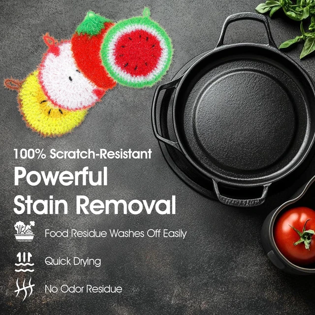 Alt view image 7 of 7 - 16pcs Fruit Dish Srubbies,Non Scratch Dishwashing Sponges,Double Layer Reusable Hand-Knitting Kitchen Cleaning Dish Sponge Scrubber for Dishwashing Washing Dishes Cookware Tubs Sinks