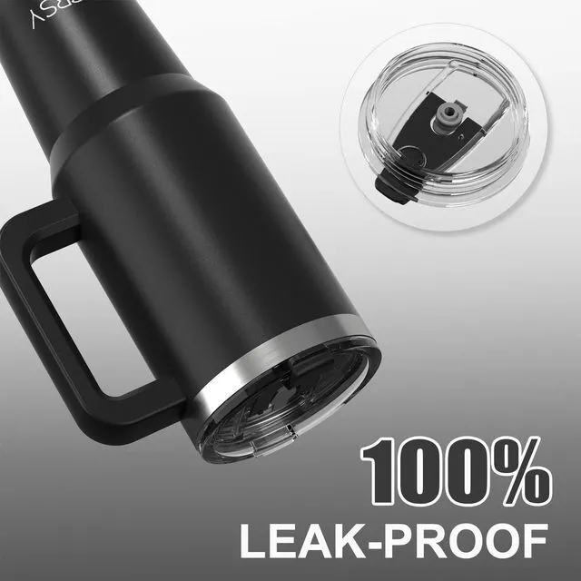 Alt view image 5 of 7 - 40 oz Tumbler with Handle,Tumbler with Lid and Straw,Double Wall Insulated Cup Stainless Steel Travel Mug(Cold for 34 Hours),Water Bottle for Iced Tea,Coffee,Cold Beverages(Black)