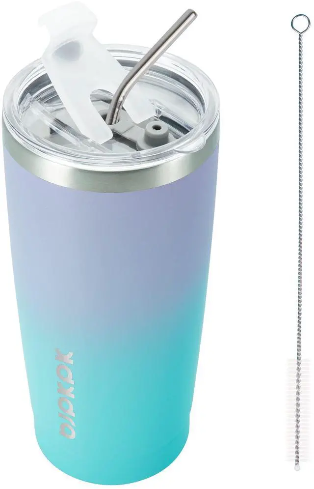 Main image of 20 oz Coffee Tumbler with Lid & Straw, Insulated Stainless Steel Mug | Double Wall Vacuum, Keeps Hot/Cold, BPA Free, Leak Proof, Iced Coffee Cup Fit Car Holder, Travel & Beach, Lavender Green