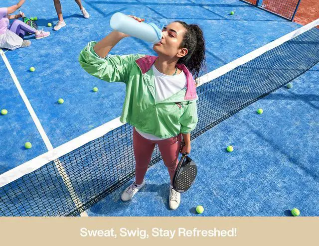 Alt view image 7 of 7 - 26 oz Insulated Water Bottle with 2-in-1 Straw and Spout Lid, Keep Cold 24H, Leak-Proof, Fits in Car Cup Holder, Stainless Steel Water Bottle for Sports, Gym, Travel, and School (Mousse)