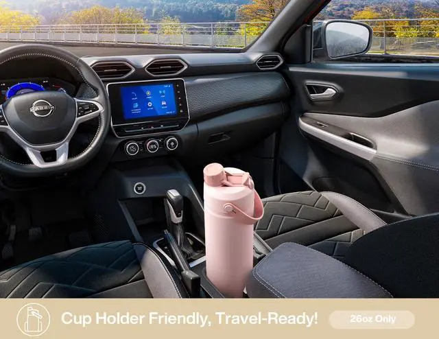 Alt view image 4 of 7 - 26 oz Insulated Water Bottle with 2-in-1 Straw and Spout Lid, Keep Cold 24H, Leak-Proof, Fits in Car Cup Holder, Stainless Steel Water Bottle for Sports, Gym, Travel, and School (Mousse)