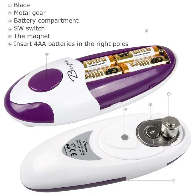 Alt view image 3 of 7 - Kitchen Automatic Safety Cordless One Tin Opener Professional Electric Opener.One-touch switch .Smooth can edge.Being friendly to left-hander and arthritics!(Purple)