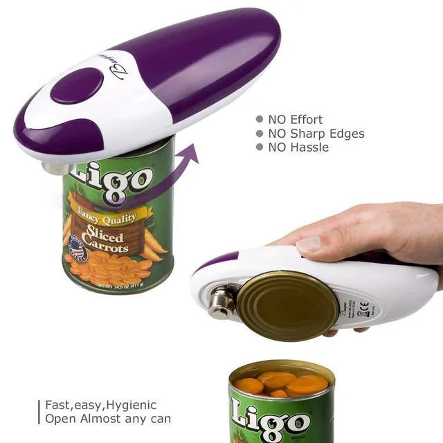 Alt view image 4 of 7 - Kitchen Automatic Safety Cordless One Tin Opener Professional Electric Opener.One-touch switch .Smooth can edge.Being friendly to left-hander and arthritics!(Purple)