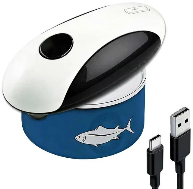 Main image of Electric Can Opener, Rechargeable Hands Free Kitchen Gadget, White | Automatic One-Touch Operation, Safe Smooth Edge, USB-C Charging, Easy Grip, Senior Friendly, Works With All Common Cans