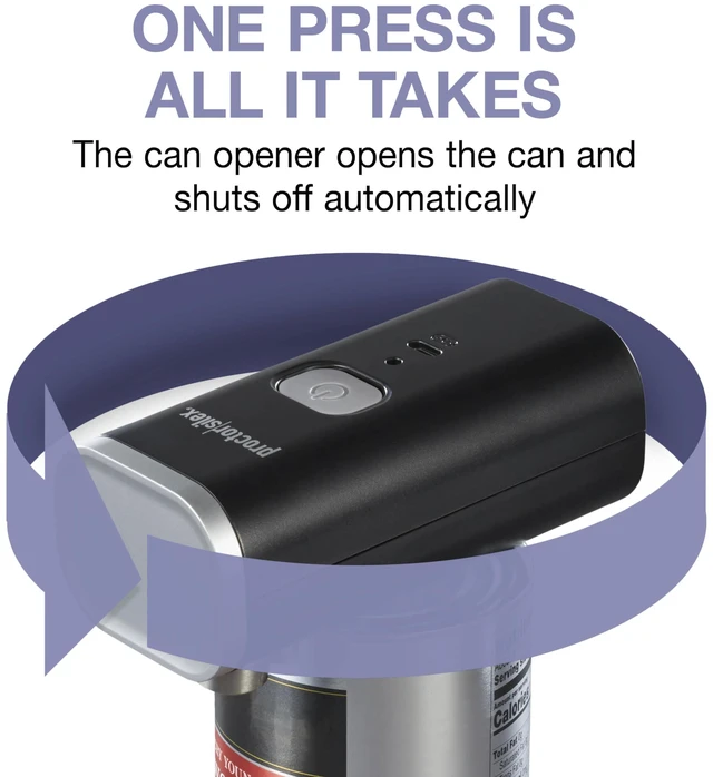 Alt view image 3 of 7 - Hands-Free Cordless USB Rechargeable Electric Can Opener | Automatic Shutoff | Self-Aligning | Smooth Touch Lid Edges | Compact & Easy to Store | Black | 76502