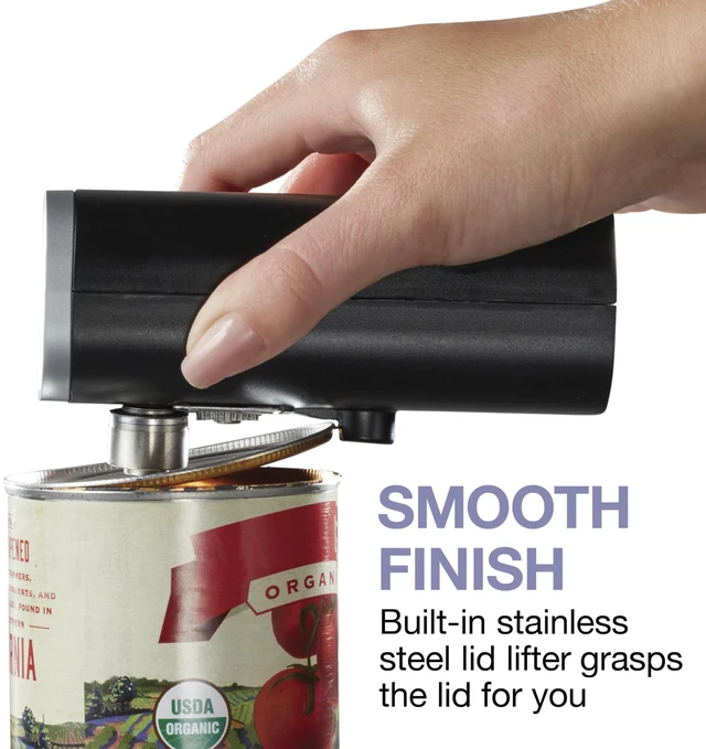 Alt view image 6 of 7 - Hands-Free Cordless USB Rechargeable Electric Can Opener | Automatic Shutoff | Self-Aligning | Smooth Touch Lid Edges | Compact & Easy to Store | Black | 76502