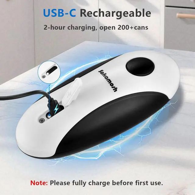Alt view image 2 of 7 - Rechargeable Electric Can Opener for Seniors | Cordless Rechargeable, One-Touch Operation, Smooth Edge, Perfect for Seniors, Arthritis, Fit Most Cans for Home Kitchen