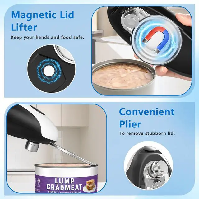 Alt view image 6 of 7 - Rechargeable Electric Can Opener for Seniors | Cordless Rechargeable, One-Touch Operation, Smooth Edge, Perfect for Seniors, Arthritis, Fit Most Cans for Home Kitchen