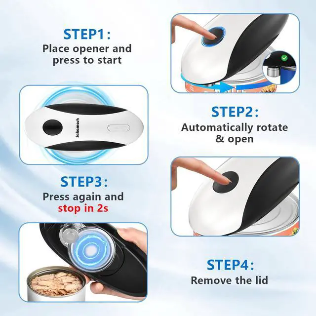 Alt view image 4 of 7 - Rechargeable Electric Can Opener for Seniors | Cordless Rechargeable, One-Touch Operation, Smooth Edge, Perfect for Seniors, Arthritis, Fit Most Cans for Home Kitchen