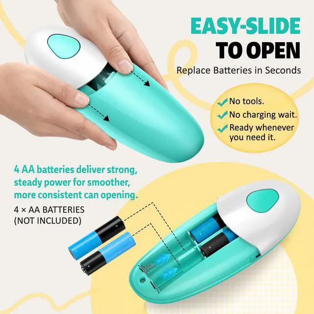 Alt view image 7 of 7 - Electric Can Opener, One-Touch Automatic Can Opener Easy Side Cut All Can Sizes with Smooth Edge, Handsfree Battery Operated Kitchen Gadget Safe for Seniors & Arthritis