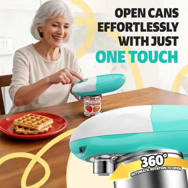 Alt view image 2 of 7 - Electric Can Opener, One-Touch Automatic Can Opener Easy Side Cut All Can Sizes with Smooth Edge, Handsfree Battery Operated Kitchen Gadget Safe for Seniors & Arthritis