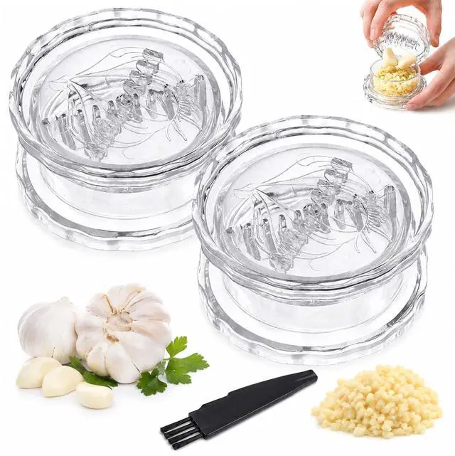 Main image of 2PCS Clear Manual Garlic and Ginger Twister Mincer Tool | Multi-Functional Mincer & Grinder for Garlic, Onion, Ginger, Herbs, Nuts, Impact Resistant Kitchen Gadget & Home Accessory