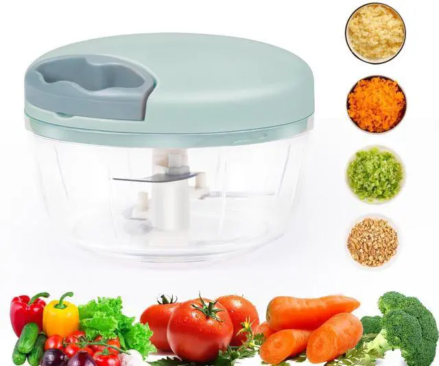 Main image of Garlic Chopper, Pull-String Vegetable Onion Mincer | Manual Food Processor, 500ml, Hand Food Chopper, with Container, Kitchen Cutter for Chili Ginger Herb, Green