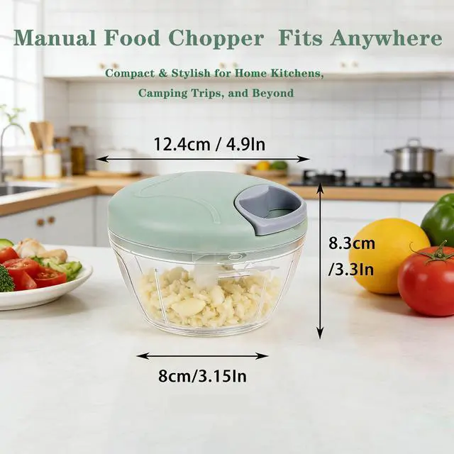 Alt view image 2 of 7 - Garlic Chopper, Pull-String Vegetable Onion Mincer | Manual Food Processor, 500ml, Hand Food Chopper, with Container, Kitchen Cutter for Chili Ginger Herb, Green