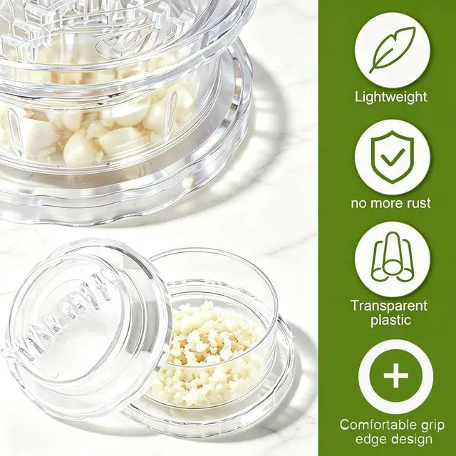 Alt view image 5 of 7 - 2PCS Clear Manual Garlic Twister and Ginger Mincer Tool,Manual Garlic Twister and Mincer for Garlics, Onion, Ginger, Herbs, Nuts, Impact Resistant Kitchen Gadget & Home Accessory