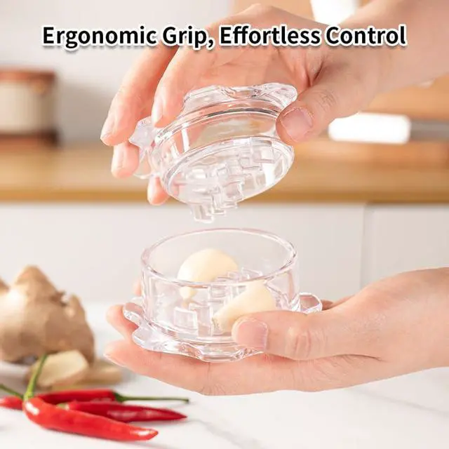 Alt view image 3 of 7 - Garlic Twister Kitchen Tool Manual Garlic Crusher & Ginger Grinder, Nut Chopper, Chili Pepper Mincer, Clear Acrylic Kitchen Utensil for Food Prep BPA-Free, Easy to Use, Handheld Design