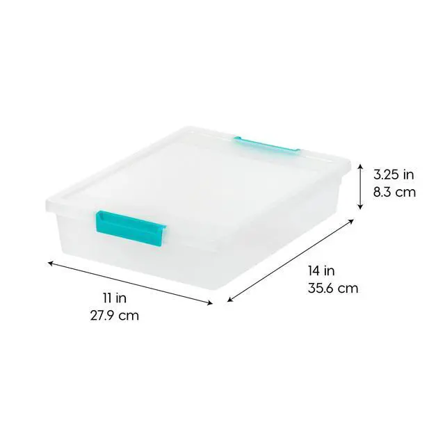 Alt view image 2 of 7 - Storage Bins with Lids |Made in USA| 6 Qt - (4-Pack) - Clear | Sensory Craft Organizers, Plastic Clip Box Totes, Flat Containers for Organizing Paper, Office, Art & Study Supplies