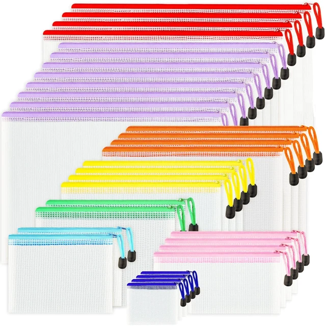 Main image of 32pcs Mesh Zipper Pouch Bags, 8 Sizes, 8 Colors Zipper Pouches for Organizing, Board Game, Travel, Office, File Storage