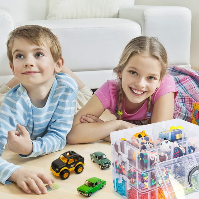 Alt view image 6 of 7 - 7 Layers Stackable Storage Container, 70 Adjustable Compartments (White) Perfect for Kids Toys, Art Crafts, Jewelry, Supplies, Mini Case & Letter Sticker Included