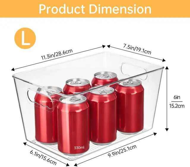 Alt view image 2 of 7 - 6 Pack Clear Storage Bins, Pantry Organizer Bins with Handle, Large | BPA-free Plastic Bins, Pantry Storage Containers for Kitchen, Freezer, Cabinet, Closet, Bathroom, Under Sink Organization