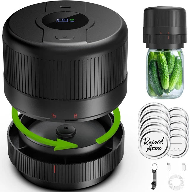 Main image of Mason Jar Vacuum Sealer Kit, Electric Sealer for Wide, Regular Mouth Mason Jars, Portable Vacuum Sealer for Jars, Birthday Gift for Her, Gifts for Mom, Grandma