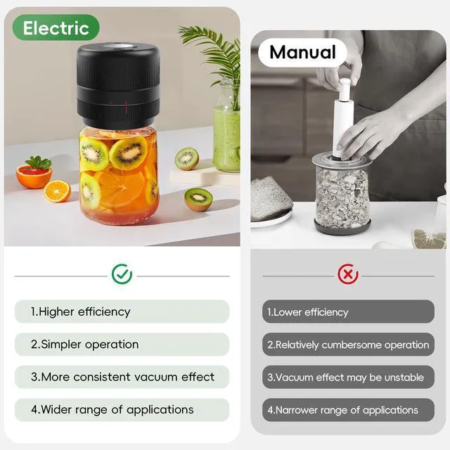 Alt view image 6 of 7 - Mason Jar Vacuum Sealer Kit, Electric Sealer for Wide, Regular Mouth Mason Jars, Portable Vacuum Sealer for Jars, Birthday Gift for Her, Gifts for Mom, Grandma