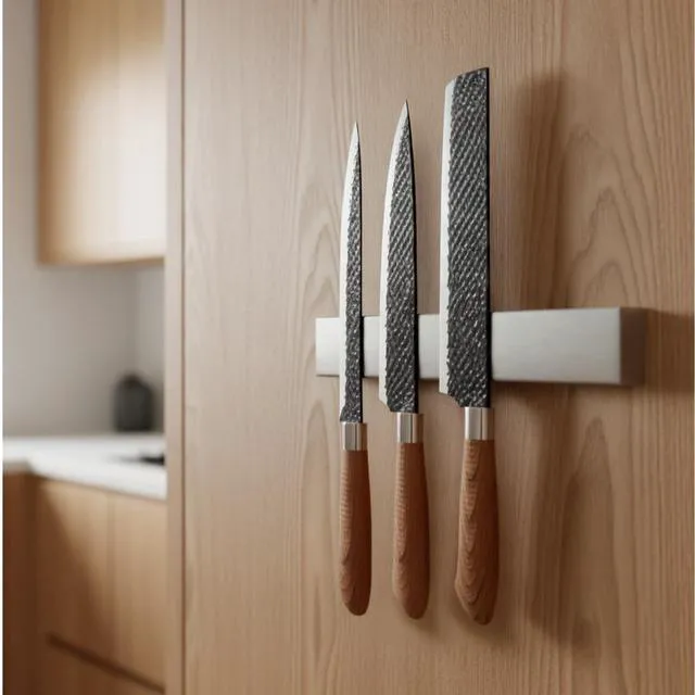 Alt view image 7 of 7 - 8 Inch Magnetic Knife Holder for Wall No Drill Stainless Steel | Magnet Knife Strip with 3M Type Knife Bar Rack for Kitchen Utensil Tool Storage Art Supply Essentials