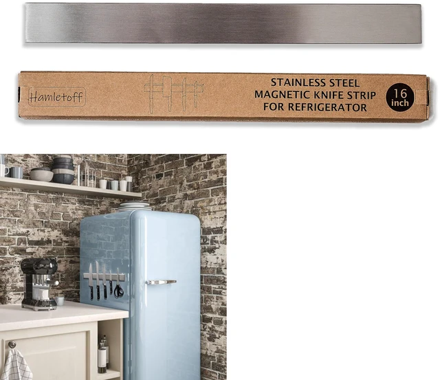 Main image of Premium Magnetic Knife Holder for Refrigerator 16 Inch Professional Double Sided Magnetic Knife Strip for Fridge - Stainless Steel Magnetic Knife Holder for Wall Self Adhesive