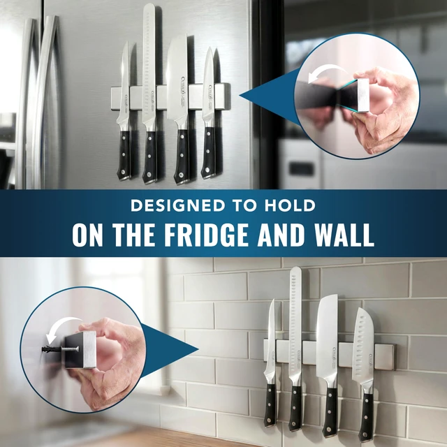Alt view image 2 of 7 - Magnetic Knife Holder for Wall & Fridge, 10" Knife Magnetic Strip | Stainless Steel Bar Holds up to 15 Lbs, Easy Mount with Strong Magnets or Screws