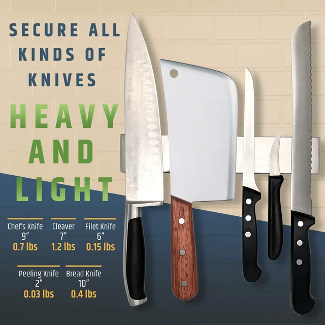 Alt view image 7 of 7 - Premium 10 Inch Stainless Steel Magnetic Knife Holder For Wall - Professional Magnetic Knife Strip - Space-Saving Knife Rack/Knife Bar With Powerful Magnetic Pull Force (Upgraded Version)