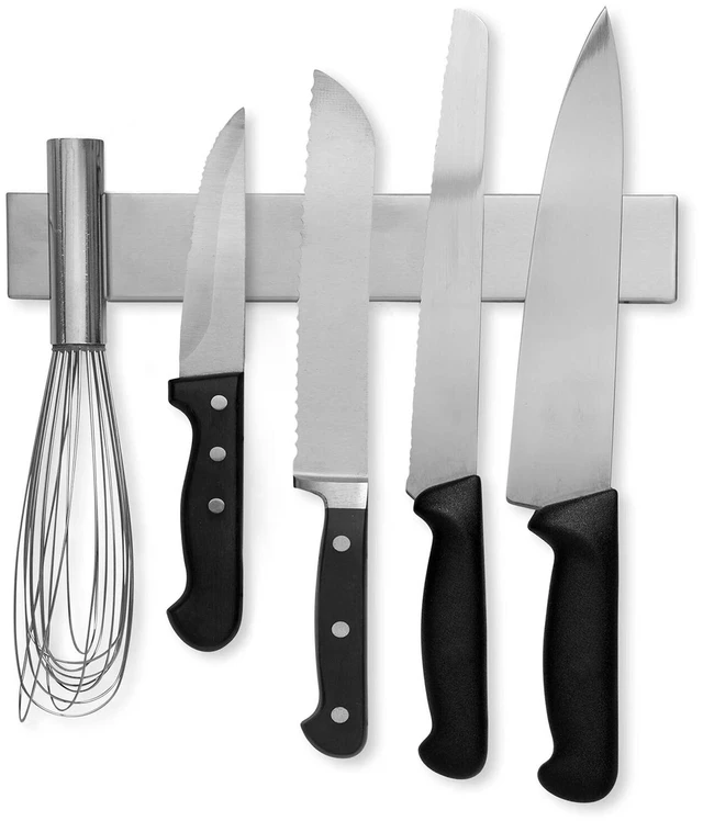 Main image of 10 Inch Stainless Steel Magnetic Knife Bar with Multipurpose Use as Knife Holder, Knife Rack, Knife Strip, Kitchen Utensil Holder, Tool Holder, Art Supply Organizer, Home Organizer