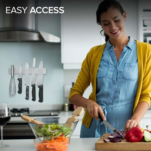 Alt view image 6 of 6 - 10 Inch Stainless Steel Magnetic Knife Bar with Multipurpose Use as Knife Holder, Knife Rack, Knife Strip, Kitchen Utensil Holder, Tool Holder, Art Supply Organizer, Home Organizer