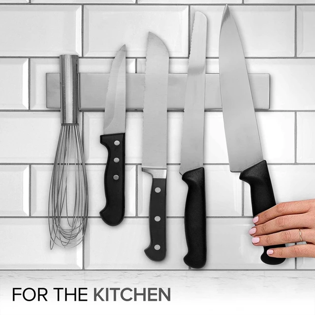 Alt view image 4 of 6 - 10 Inch Stainless Steel Magnetic Knife Bar with Multipurpose Use as Knife Holder, Knife Rack, Knife Strip, Kitchen Utensil Holder, Tool Holder, Art Supply Organizer, Home Organizer